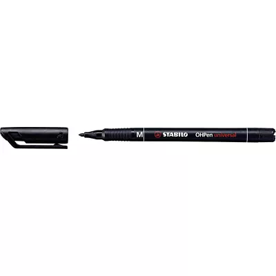 Stabilo OHP Pens Black Medium Universal 1 Mm Permanent Ink Metal Plastic 10 Pack • £13.99