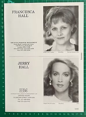 JERRY HALL Rare 1994 Acting Agency Page : Model Actress • $8.21