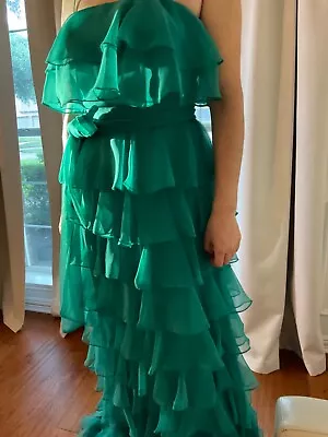 1970 Vintage Miss Elliette Floor Length Formal Dress. Vibrant Green Layers • $90