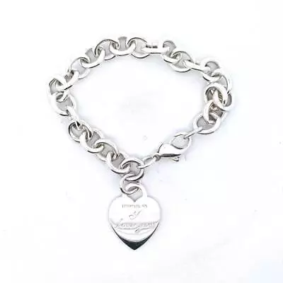 Tiffany & Co. Sterling Silver Engraved  I Love You  Heart Tag Bracelet • $159.99