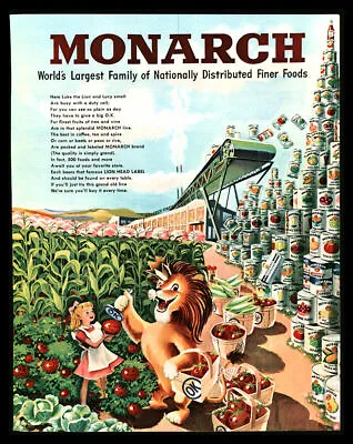 Original 1948 Monarch Canned Foods Luke The Lion Lucy Vintage Magazine Print Ad • $5.95