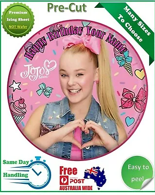 Jojo Siwa Icing Edible Birthday Party Cake Decoration Topper Round Image • $12.50