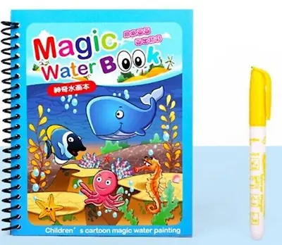 Kids Water Magic Painting Colouring Drawing Book Reusable Free Pen Gift • £6.57