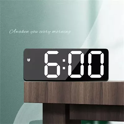 Alarm Clock Led Display Digital Mirror Alarm Clock Battery Plug-In Bedroom Clock • $19.56