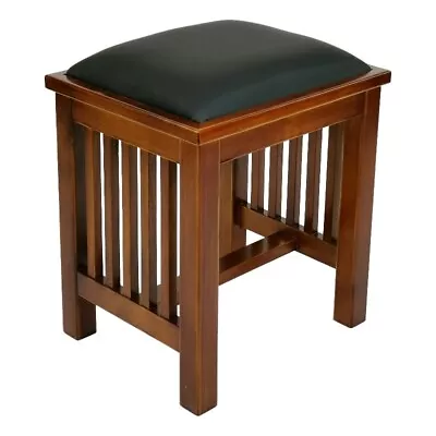 Mission Style Upholstered Stool 16Wx13Dx18 H In Brown Solid Wood • $161.99