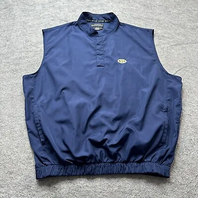 FootJoy Windbreaker Golf Pullover Men L Blue Sleeveless Vest Elastic Zip Pockets • $22.49