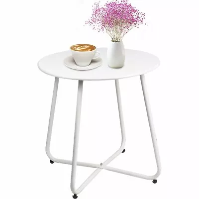 Metal Tray End Table Round Accent Coffee Side Table For Living Room Bedroom • $31.34