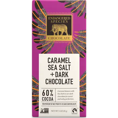 $5.48 • Buy Endangered Species Chocolate Caramel Sea Salt + Dark Chocolate - 60% Cocoa