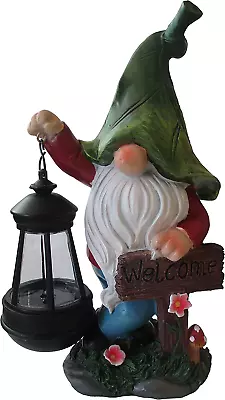 Garden Gnome Decorations With Solar Lights - Large Garden Hand Painted With Amaz • £37.92