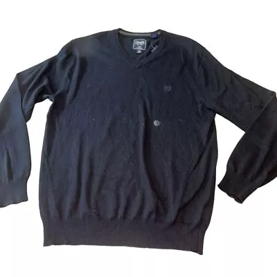 CHAPS Men's V-Neck Sweater Black Cotton Cashmere Blend Long Sleeve Size M C39 • $26