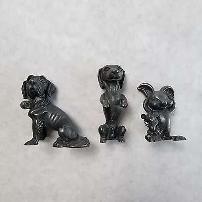 Lot Of 3 Vintage Italian Signed Maurizio Pewter Figurines Dachshund St. Bernard • $34.99