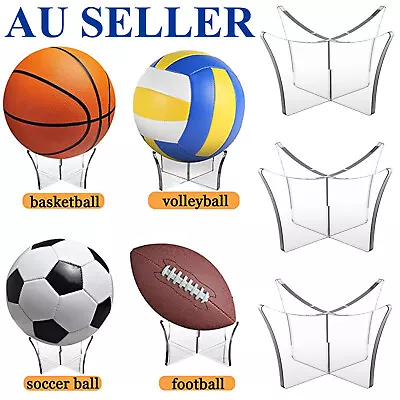 Clear Acrylic Ball Stand Holder Display Rugby Basketball Football Soccer AU • $5.14