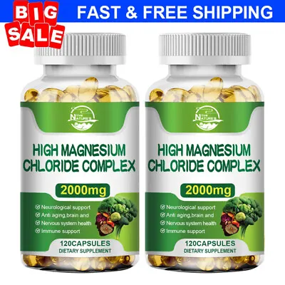 Best High Magnesium Chloride 2000mg Nervous System Support Organic 240 Capsules • $19.99