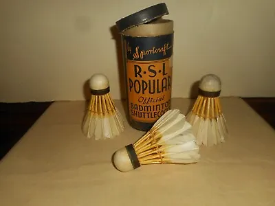 $39.95 • Buy 1940's SPORTCRAFT RSL POPULAR Official Badminton SHUTTLECOCKS Natural Feather