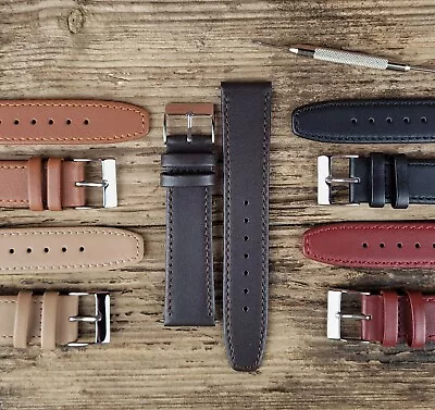 £13.45 • Buy Soft Touch Calf Leather Flat End Watch Strap Band 18mm 20mm 22mm & XL Sizes