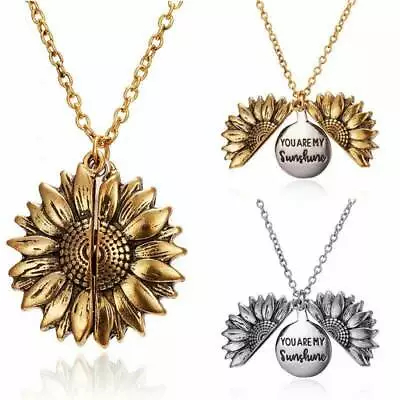 You Are My Sunshine Sunflower Open Locket Pendant Necklace Women Jewelry Gift AU • $5.07