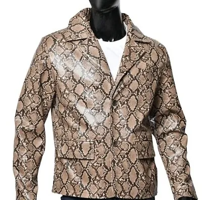 Men's Snake Print Skin Leather Nicolas Jacket | Men's Real Leather Blazer Coat • $46.38