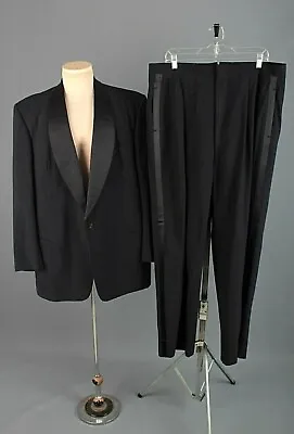 Men's 1940s After Six Black Tuxedo Jacket Large Pants 38x32 Vtg 40s Tux Suit  • $99