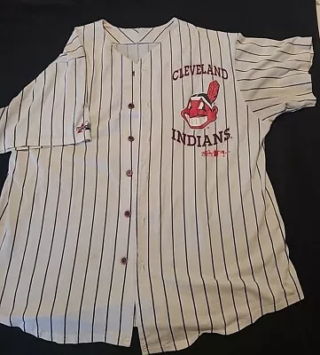 Vintage '97 Cleveland Indians MLB Majestic Pinstripe Jersey Size L Made In USA • $32