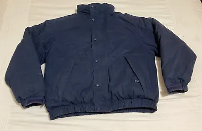 Vintage Eddie Bauer Goose Down Puffer Jacket Bomber Coat Mens Large Blue • $45