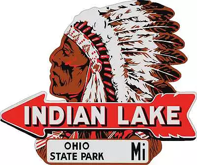 Vintage Style Metal Sign Indian Lake 24  X 20  • $79.95