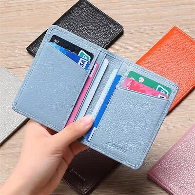 Mens Leather Credit Card Holder RFID Blocking Slim Wallet Money Purse Protector • $7.41