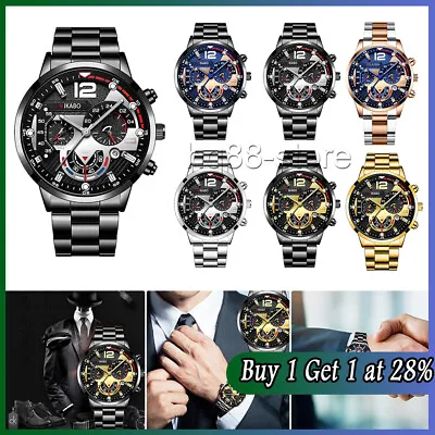 £4.80 • Buy Classic Luxury Men's Stainless Steel Watch Men Casual Analog Quartz Wrist Watch