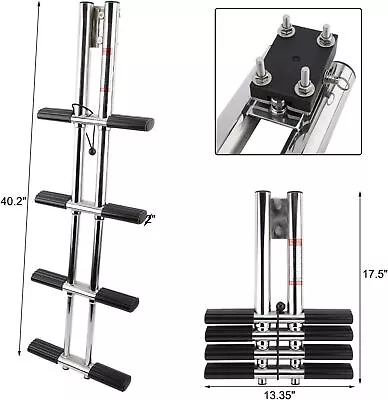 4 Step Dual Vertical Telescopic Boat Dive Ladder For Marine Boat Yacht Swimming. • $66.23