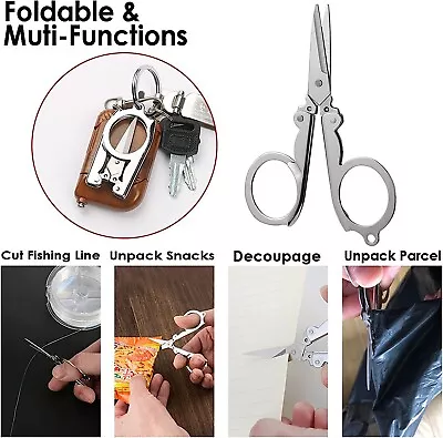 UK Small Scissors Stainless Steel Scissors Portable Foldable Travel Fold Sewing • £2.97