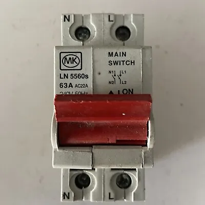 MK LN5560s 63A Double Pole Main Switch Isolator • £1.60