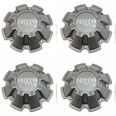 4x NEW Moto Metal Satin Gray Wheel Center Caps W/ Screws 5/6/8 Lug MO962 MO200 • $124