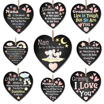 Wooden Heart Plaque Wall Sign Nan Grandma Nana Nanny Granny Love You Gift HM0018 • £3.99