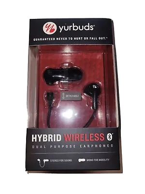 Yurbuds Hybrid Wireless Bluetooth Stereo/Mono Earphones - Black • $8.95