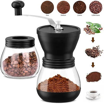 Manual Coffee Bean Grinder Adjustable Coarseness Ceramic Mill Hand Coffee Mill • £10.90