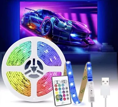 Multicoloured Music USB LED Strip Lights For TV/monitor 3 Meters/Furniture • £6.99