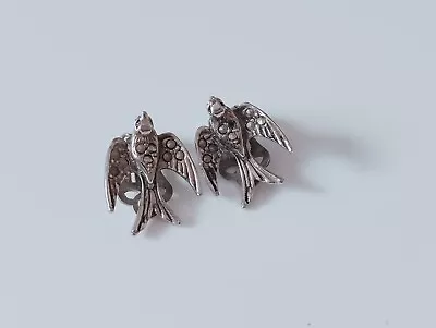 Vintage Marcasite Swallow Clip On Earrings • £5.99