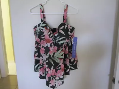 New Floral A Shore Fit Swimsuit Top Size 10 With Tags • $22.99