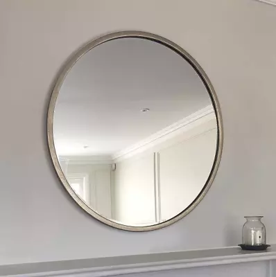 Harmony Extra Large Round Champagne Silver Rustic Metal Wall Mirror - 100cm • £99