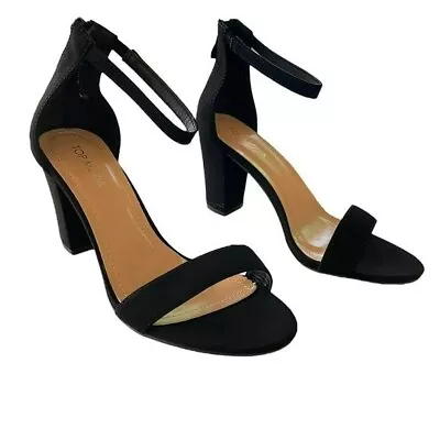 Top Moda Black Ankle Strap Block Heel Shoes Size 8 • $32
