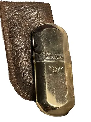 Vintage MARLBORO Brass No.6 Cigarette Lighter W/ Leather Case • $14.44