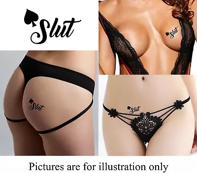 4 Slut  Queen Of Spades Temporary Tattoo X4  Hotwife Cuckold BBC • £5.49