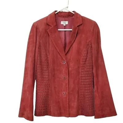 $50 • Buy VS2 Vakko Vintage Burgundy Red Suede Leather Jacket Size 8