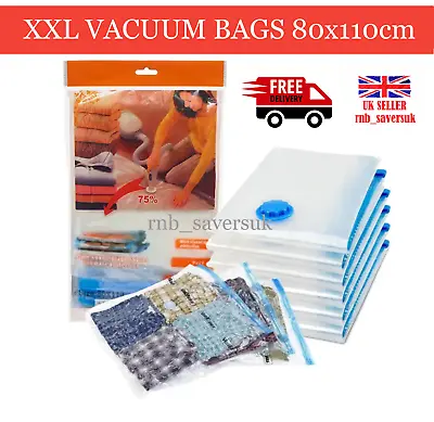 XXL Vacuum Bags Storage Bags 80x110cm Seal Travel Home 75% Storage Save • £2.99
