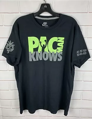 Nike Manny Pacquiao Pacman Knows Men's XXL  2XL Black Neon Green Shirt • $40