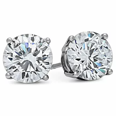 MEN'S 4 CT Lab Created Stud Earrings Round Cut Diamond 925 White Gold Plated • $45.09