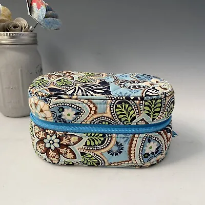 Vera Bradley Oval Jewelry Box Organizer Hard Case Bali Blue 2009 • $12