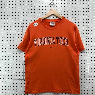 Vintage Nike Virgina Tech Shirt Adult Small Orange Center Swoosh Short Sleeve • $16.99