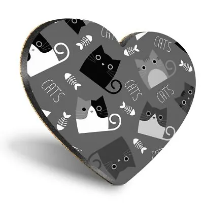 £3.99 • Buy Heart MDF Coasters - BW - Cute Ny Cats Kitten Animals Pets  #41426