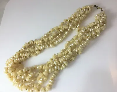 Multi Strand Necklace Choker 16  Mother Of Pearl 50s/60s Faux Shell MOP Vintage • $12.88