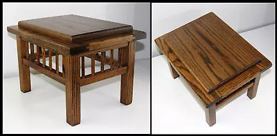 Antique Solid Oak 15x12 Mission Arts & Crafts Foot Stool W Classy Spindle Apron • $245